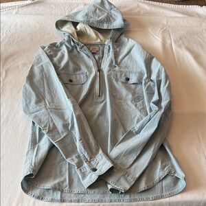 J. Crew Light Blue Hooded Shirt Jacket